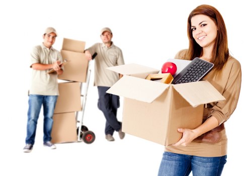 Packed boxes and furniture ready for transport in Kew